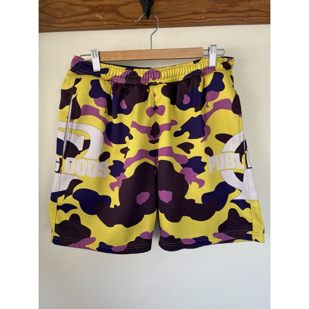 Public Goods Basketball Shorts Size L Men's Purple and Yellow Streetwear